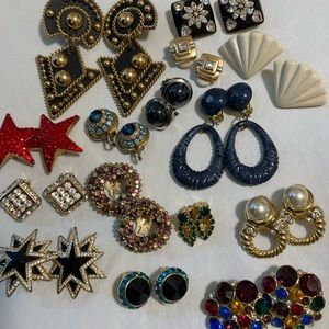 Clip on Earrings Vintage lot of 15, all included